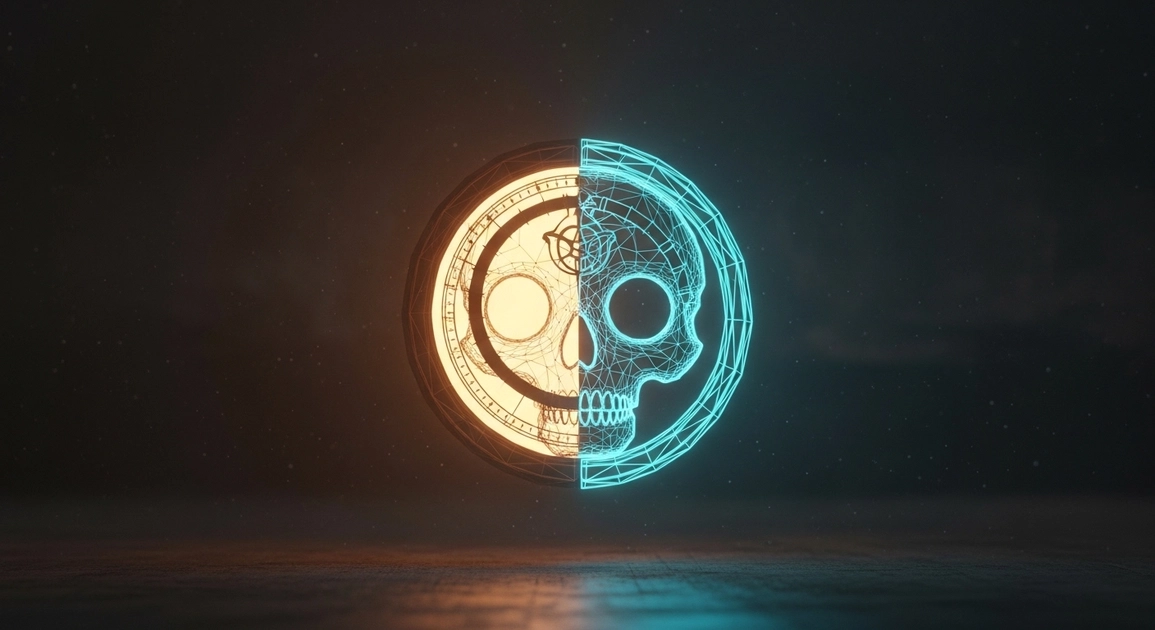 3D render of an ancient object with dramatic industrial-style lighting inside animation software.